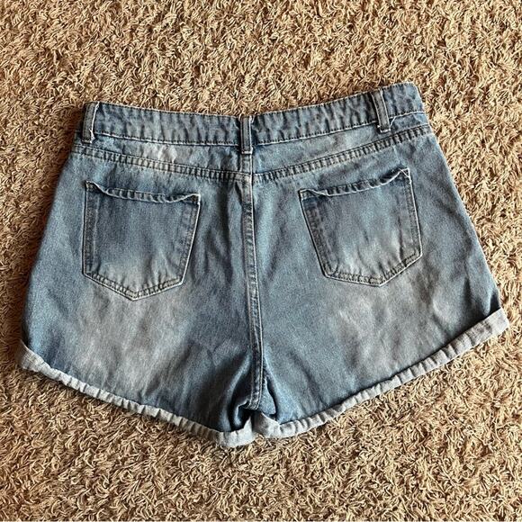 SHEIN Light Wash Distressed Jean Shirts Size XL - Picture 2 of 12